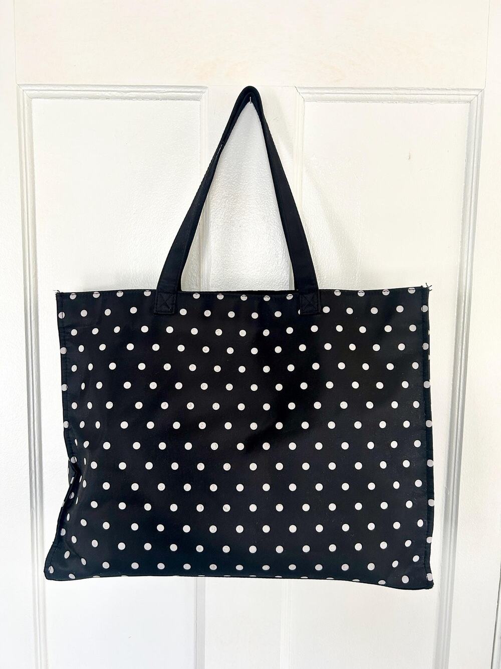 Vintage Black and White Polkadot Tote Bag | Tote Bag